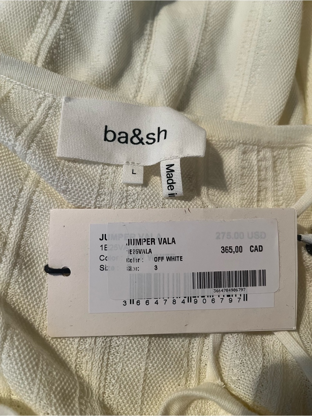 ba&sh Vala Cream Off-Shoulder Knit Top with Tassel Ties - Picture 12 of 16